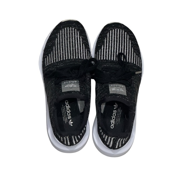 Women’s Adidias Swift Run Core Black,White & Metallic Silver Knit Sneakers: 6 - Picture 7 of 9